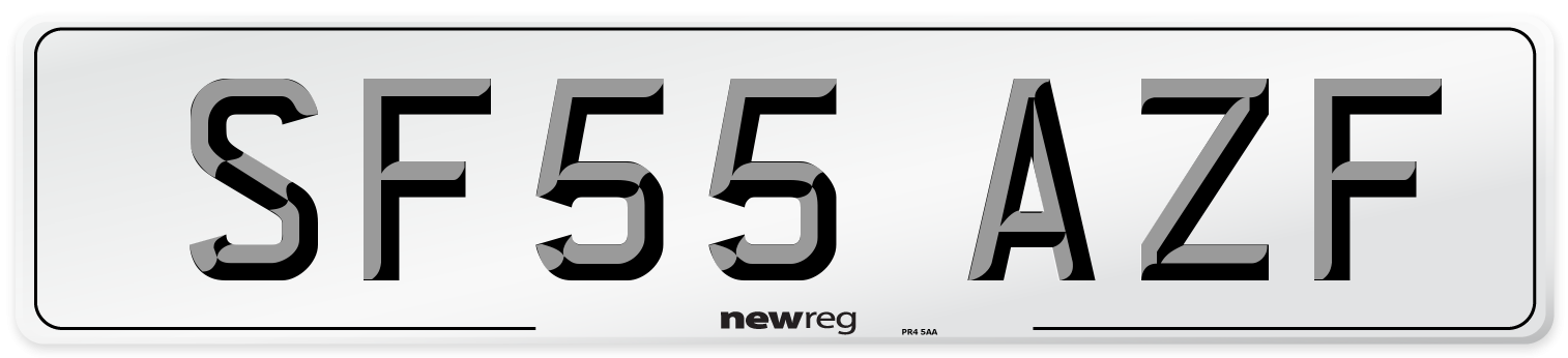 SF55 AZF Number Plate from New Reg